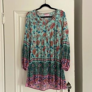 SUNSET CHASER blue and pink dress